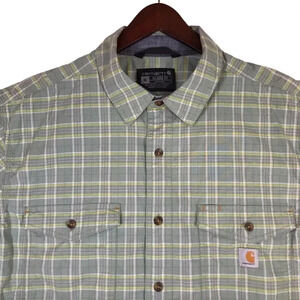 CARHARTT Rugged Flex Relaxed Fit Short Sleeve Button Shirt Mens XL Plaid Cotton